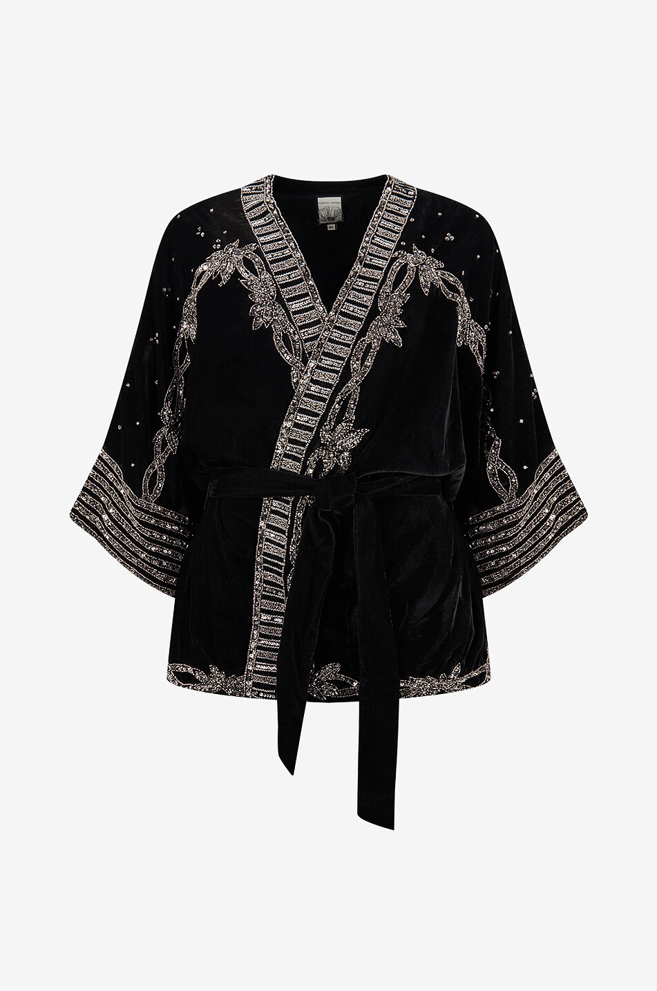 Starlight embroidered plush velvet kimono