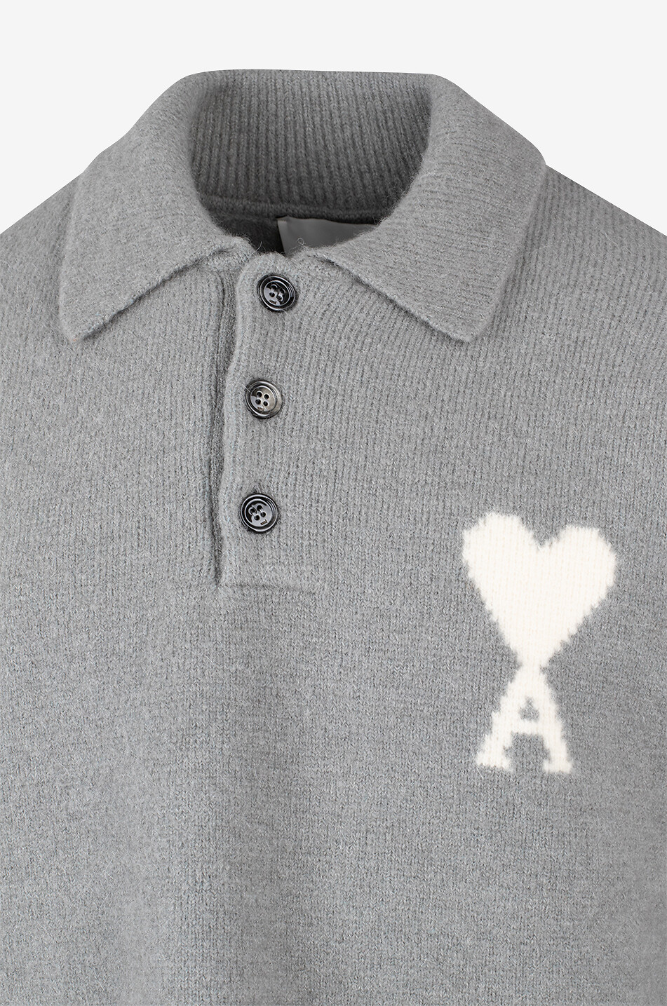 AMI Alpaga-Strickpullover mit Polokragen Herren GRAU 3