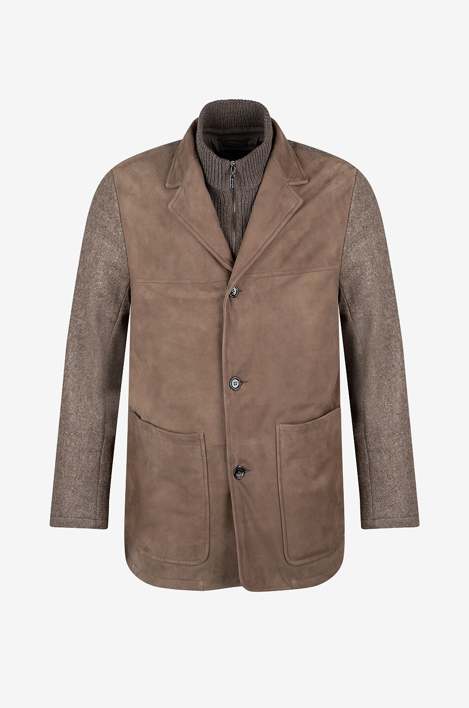 GIMO'S Short suede jacket with lapel collar Men LIGHT BROWN 1