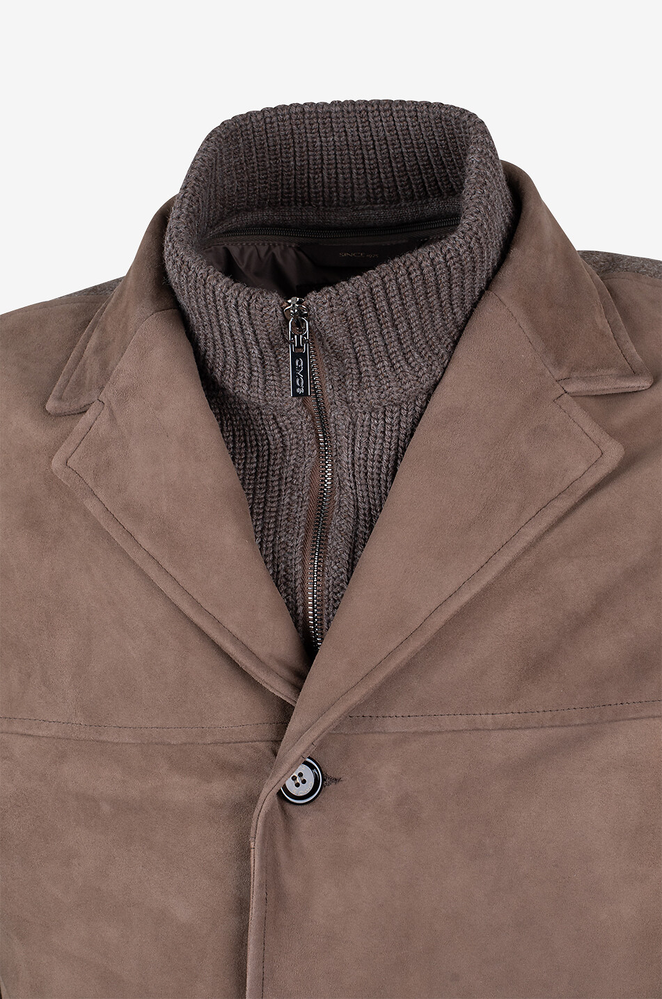 GIMO'S Short suede jacket with lapel collar Men LIGHT BROWN 5