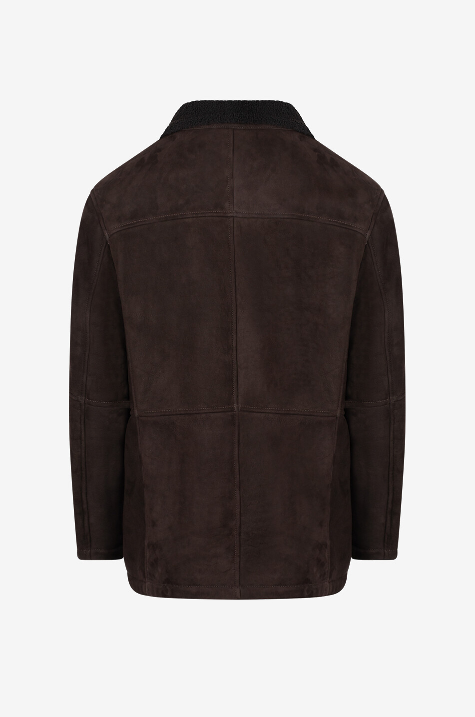 GIMO'S Shearling mid-length coat with buttoned collar Men DARK BROWN 2