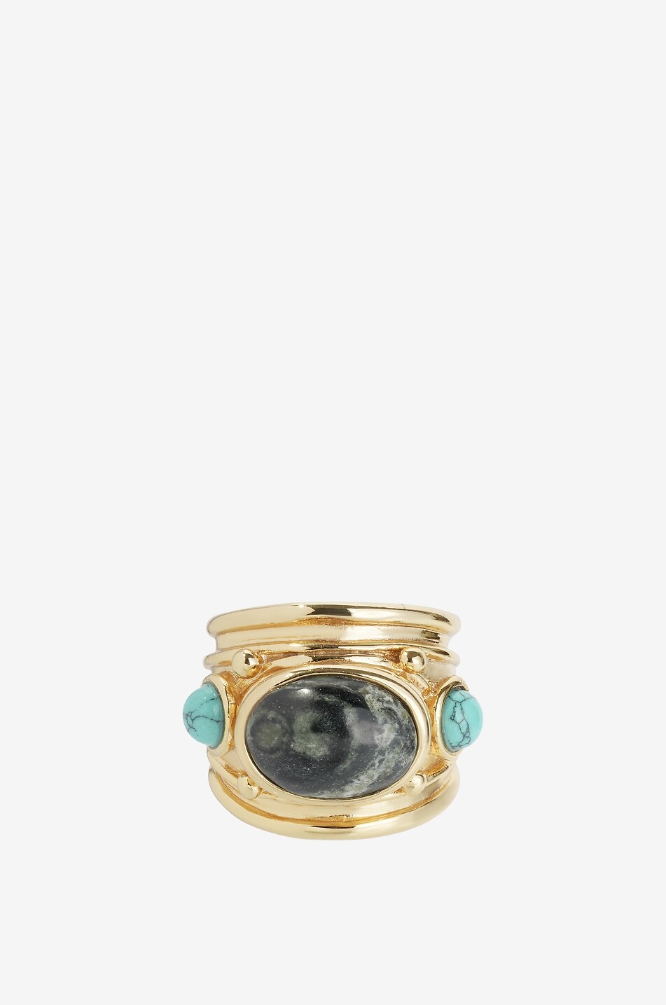 GAS BIJOUX Bague dorée ornée de pierres Simone Femme VERT 1