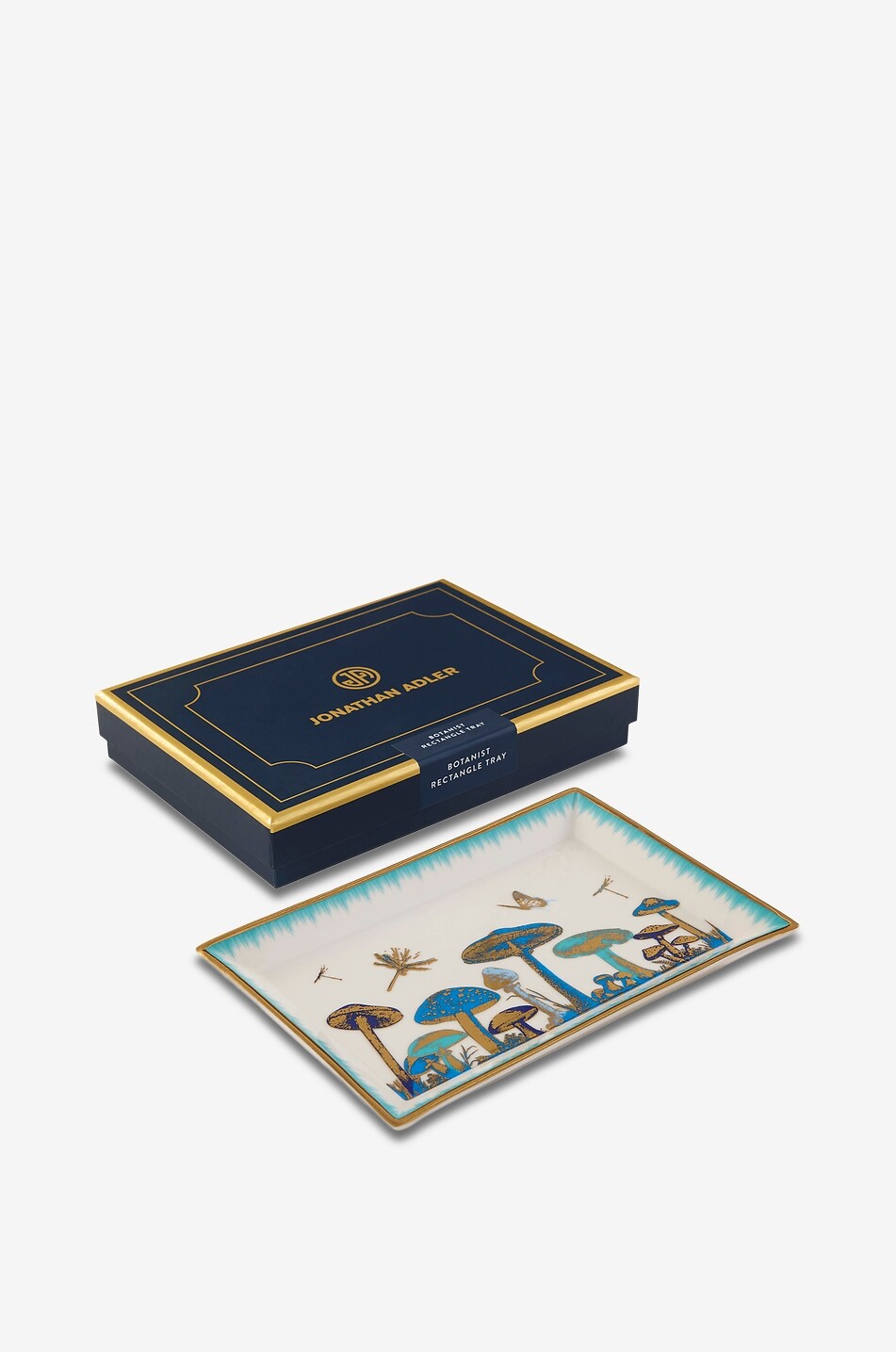 JONATHAN ADLER Botanist Mushroom rectangular porcelain tray Home BLUE 3