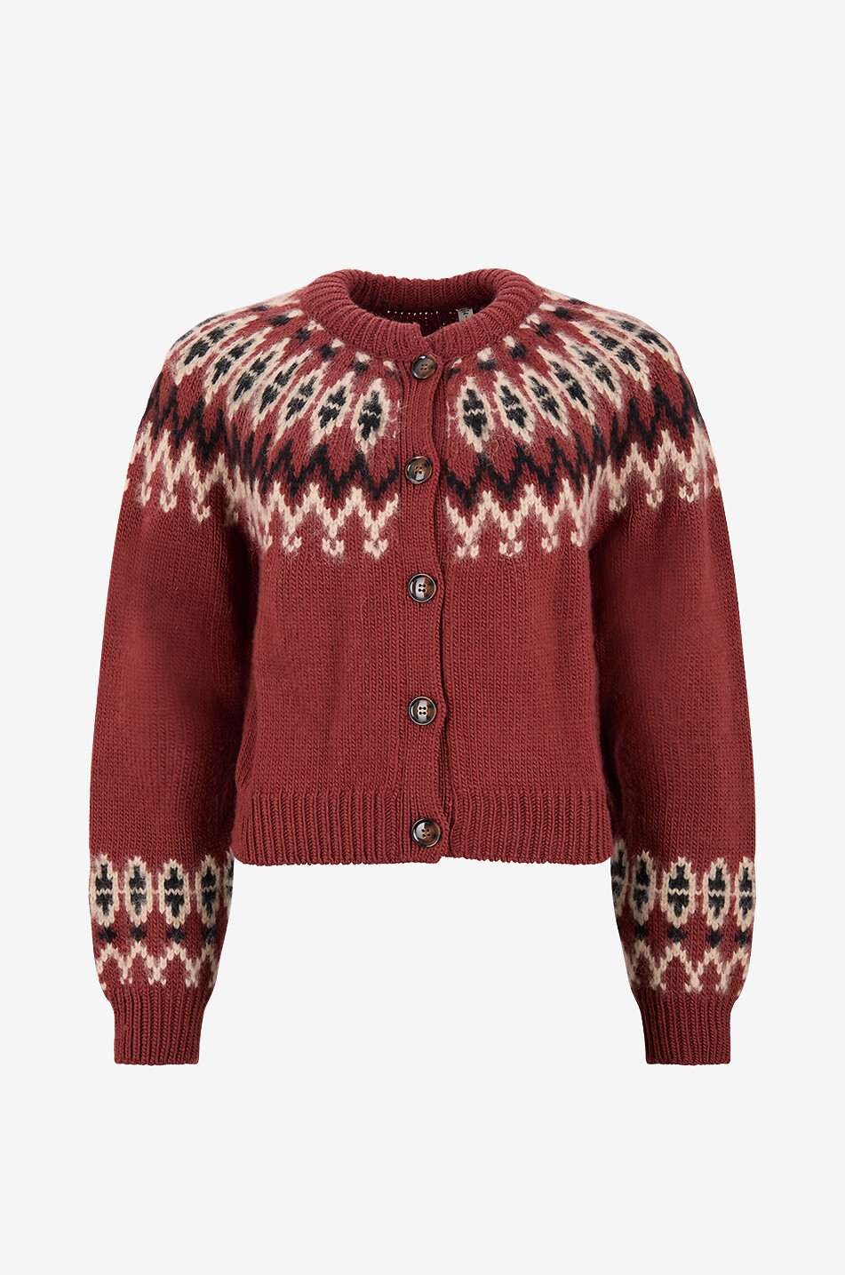 DÔEN Cardigan en laine mérinos à col rond Clarke Femme ROUGE 1