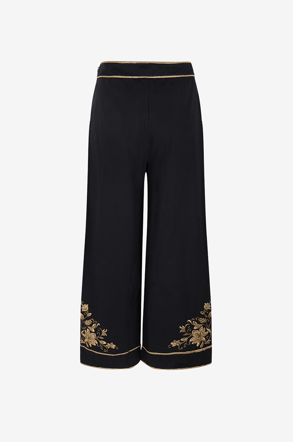 SCARLETT POPPIES Isi embroidered patterned wide-leg trousers Women BLACK 2
