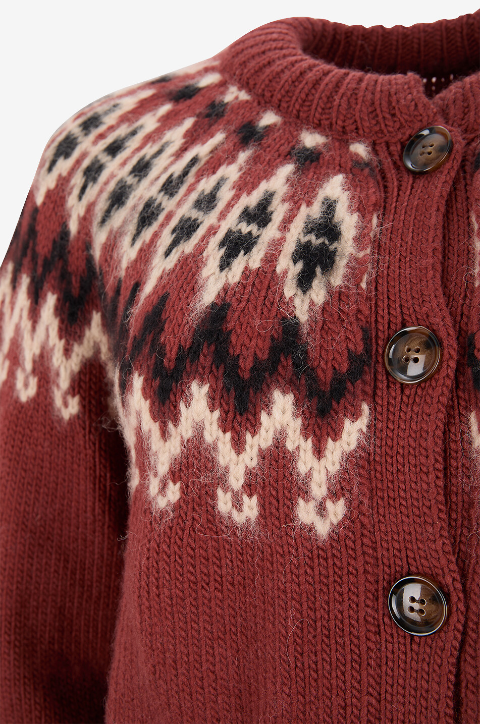 DÔEN Cardigan en laine mérinos à col rond Clarke Femme ROUGE 3