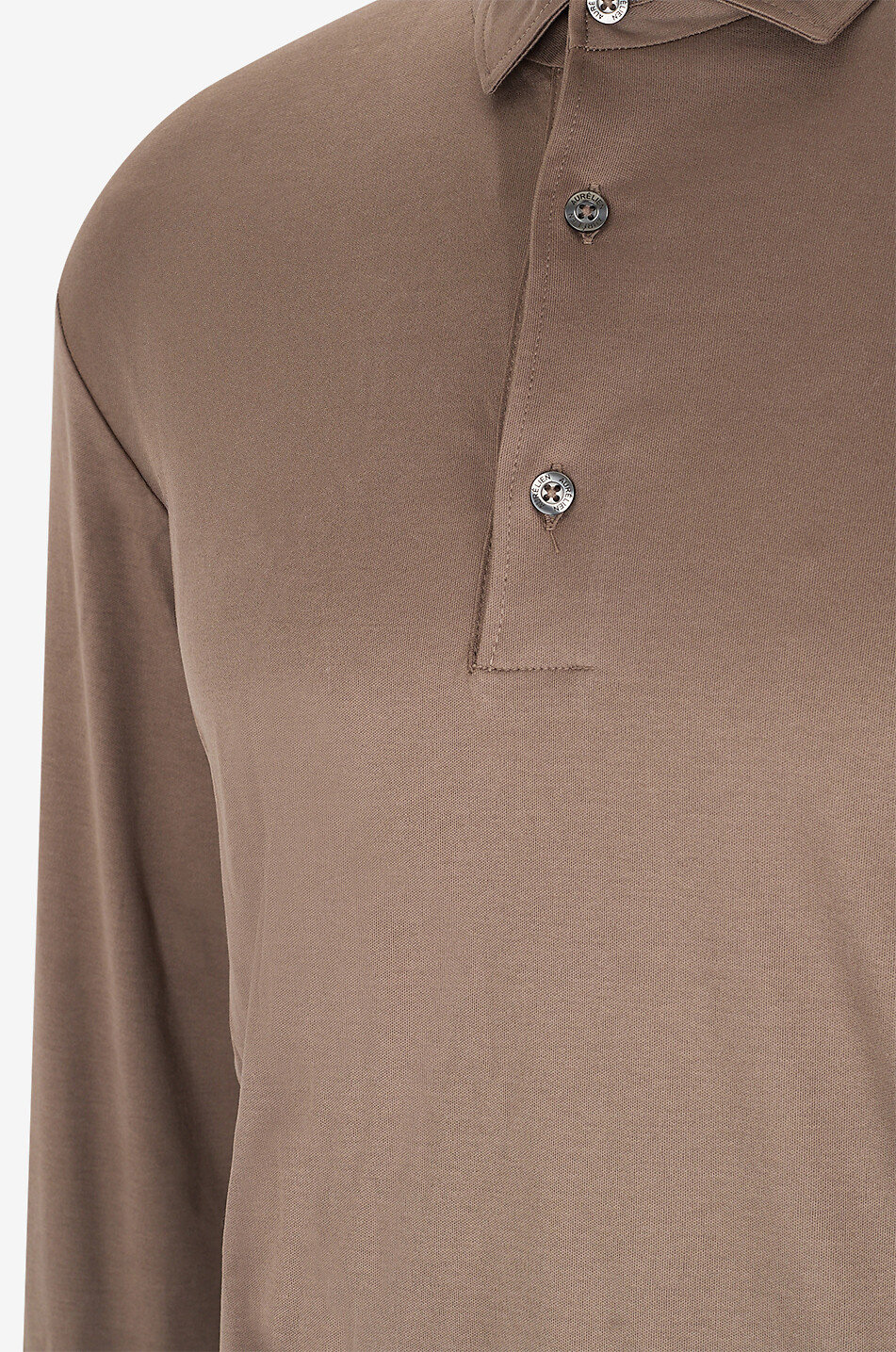 AURELIEN Langarm-Polohemd aus Baumwollpiqué Aur1 Herren HELLBRAUN 3