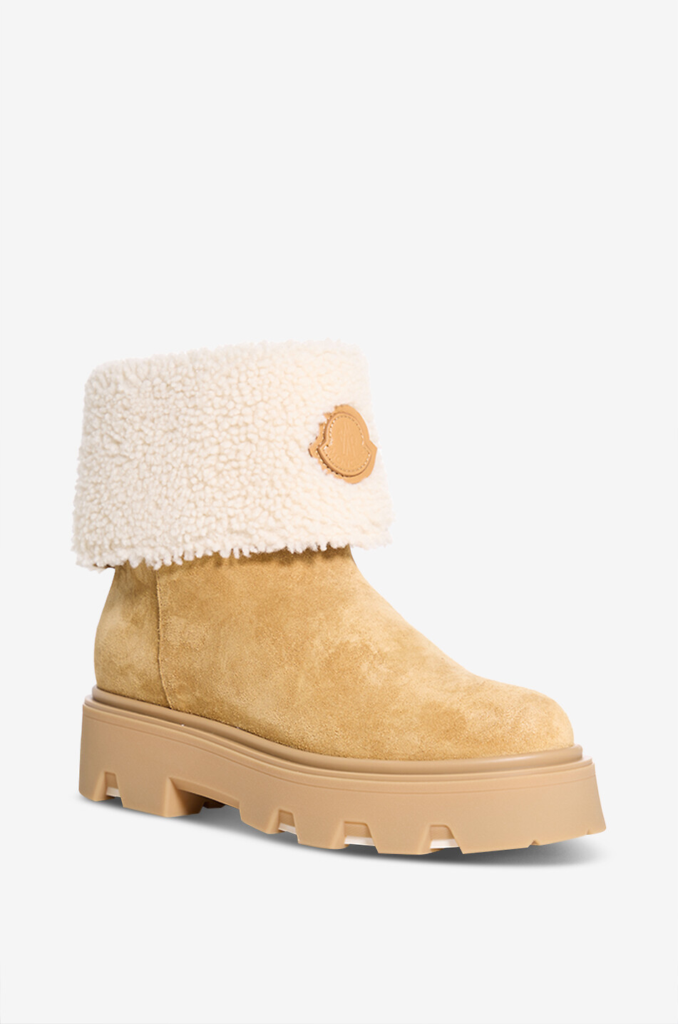 MONCLER Bottines en daim à logo brodé Aurea Mid Femme BEIGE 1
