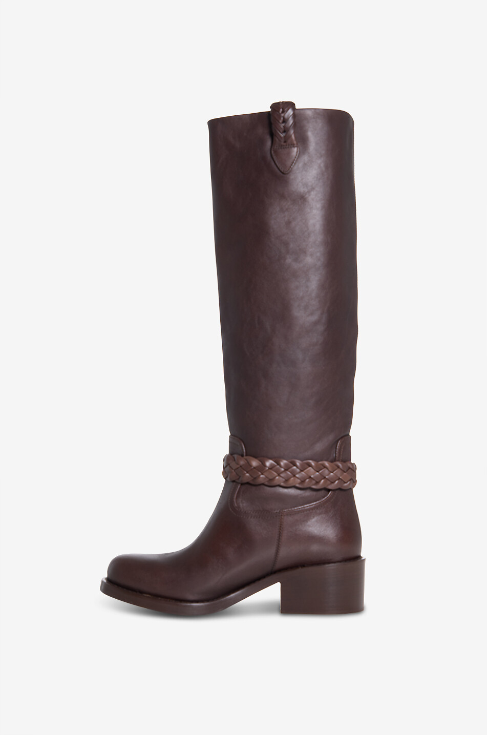 ZIMMERMANN Flache Lederstiefel mit Quadratabsatz Helix Damen DUNKELBRAUN 3