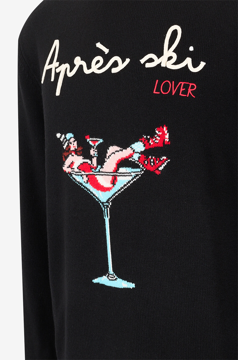 MC2 SAINT BARTH Heron Après Ski Lover embroidered cashmere and wool jumper Men BLACK 3