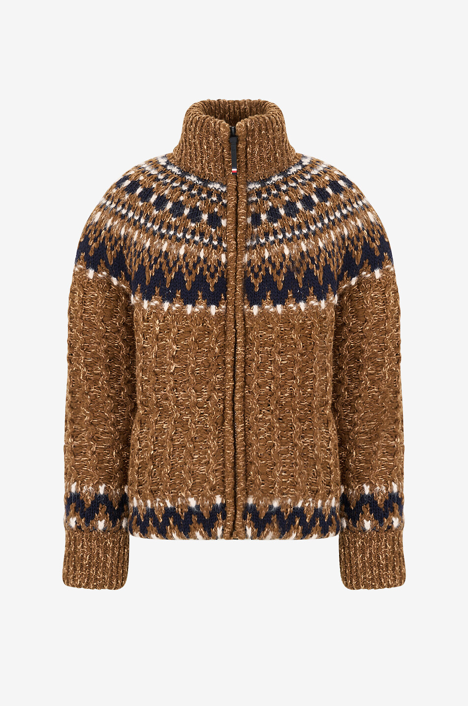 Indren jacquard knit down jacket with funnel neck