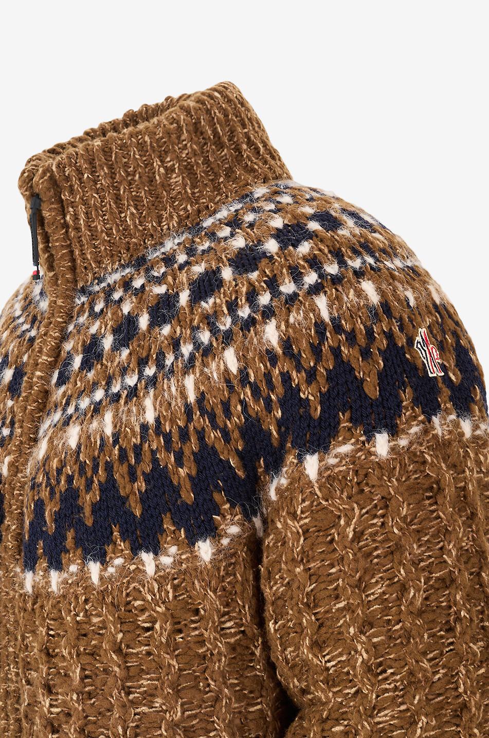 MONCLER GRENOBLE Indren jacquard knit down jacket with funnel neck Men BROWN 3