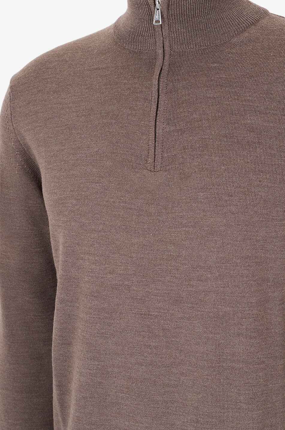 AURELIEN Cashwool half-zip stand-up collar extrafine merino wool jumper Men LIGHT BROWN 3