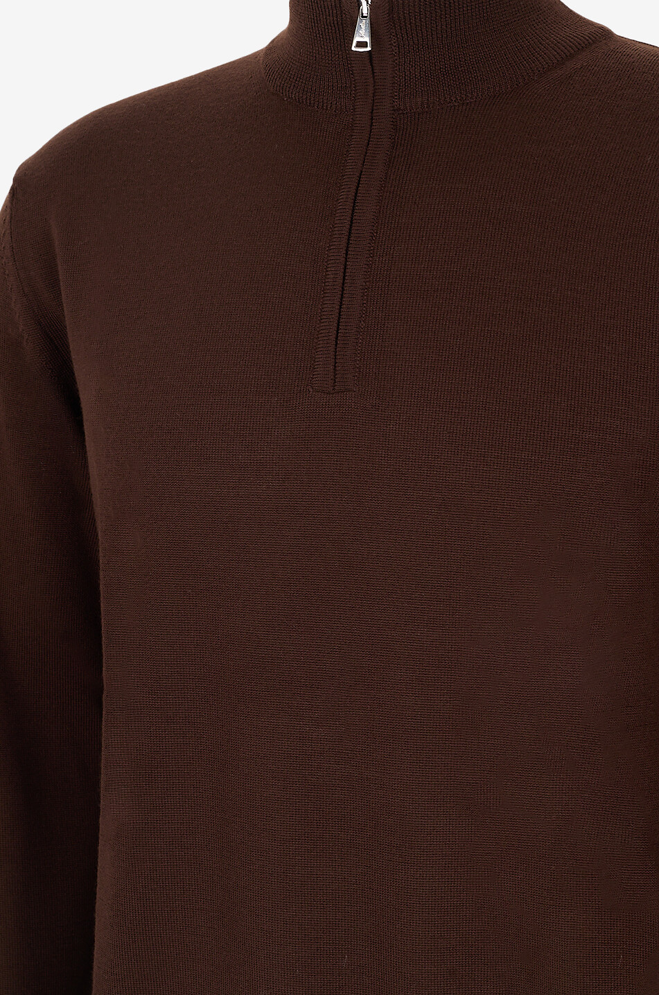 AURELIEN Cashwool half-zip stand-up collar extrafine merino wool jumper Men DARK BROWN 3