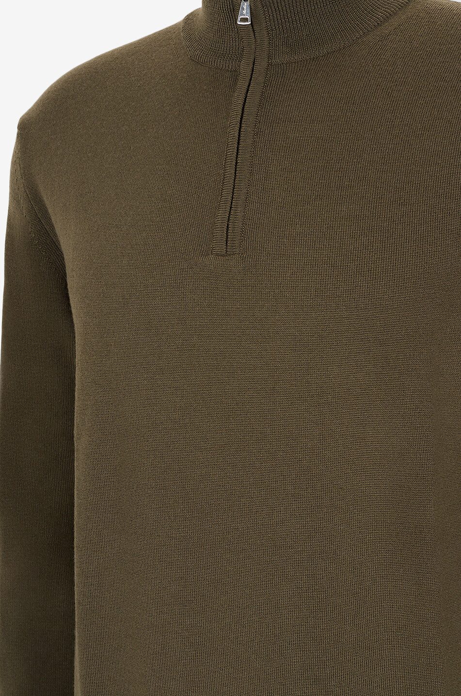 AURELIEN Cashwool half-zip stand-up collar extrafine merino wool jumper Men GREEN 3