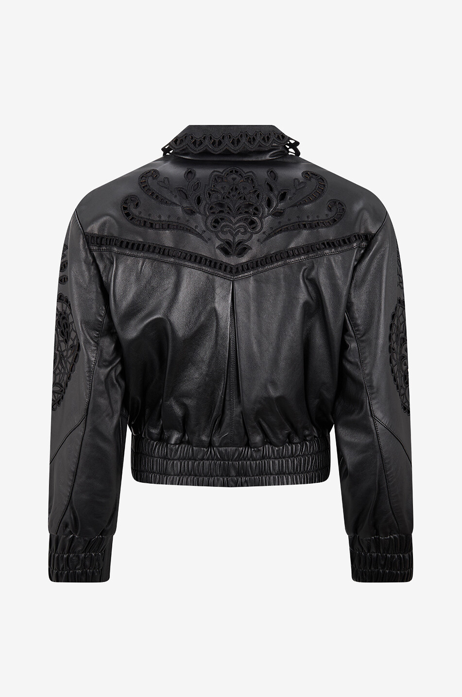 FARM RIO Veste courte en cuir à broderies anglaises Femme NOIR 2