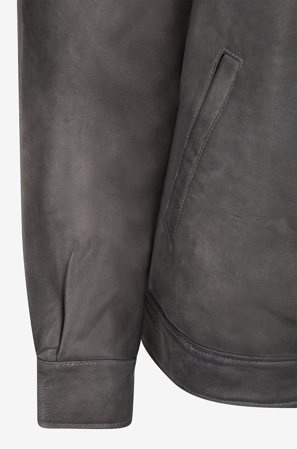 REFORMATION Bomber en cuir vieilli à col chemise Veda Marco Femme GRIS FONCÉ 8