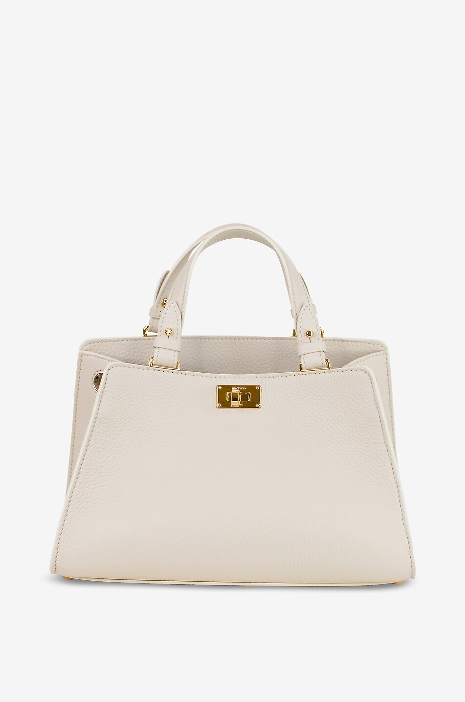 MICHINO Sac à main rectangulaire en cuir grainé Trocadero Femme BLANC CASSE 1