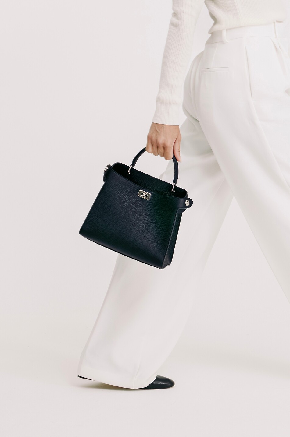 MICHINO Sac à main en cuir grainé Lutece Mini Femme BLEU FONCE 4