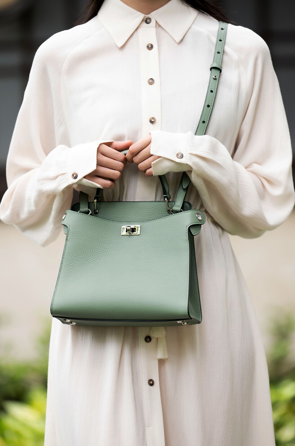 MICHINO Handtasche aus genarbtem Leder Lutece Mini Damen GRÜN 4