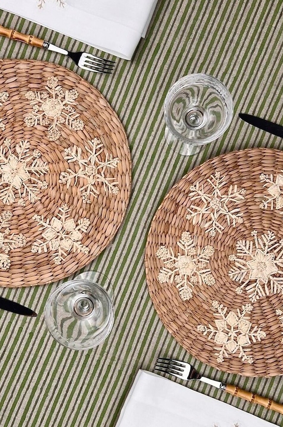 THE TABLE LOVE Snowflake embroidered round raphia placemat Home BEIGE 3