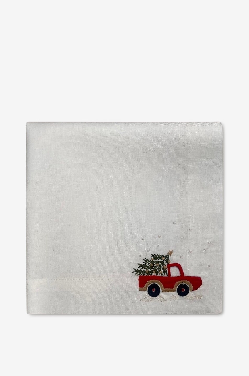 Baumwoll- und Leinenserviette mit Stickerei Christmas Truck