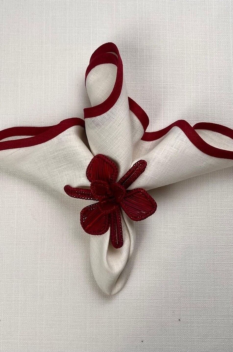 THE TABLE LOVE Scallop linen table napkin - 47 cm Home DARK RED 2