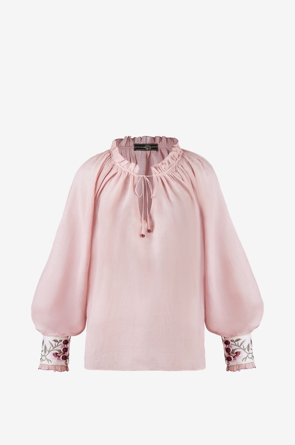 Chiara gauze blouse with embroidered puff sleeves
