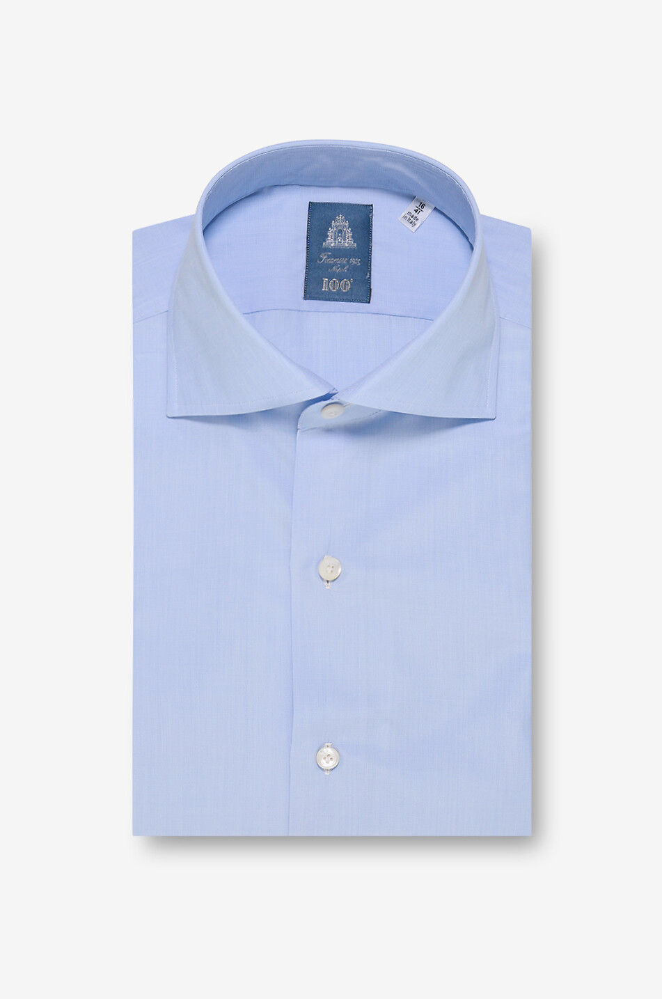 FINAMORE Chemise à col italien en popeline Napoli Fit Homme BLEU CLAIR 1