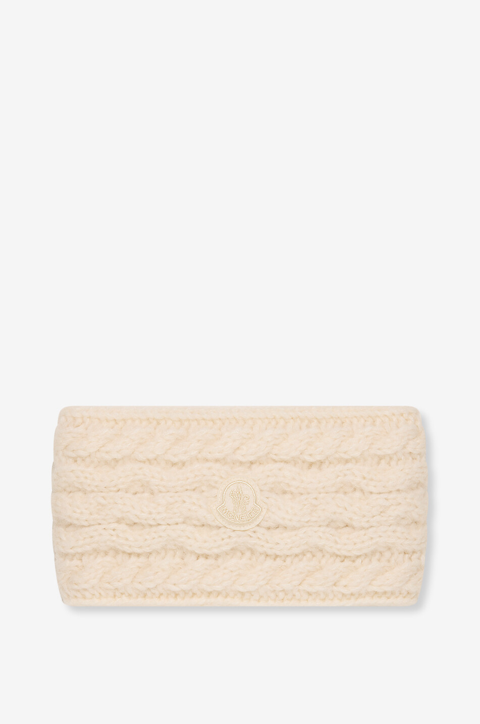MONCLER Breites Zopfstrick-Stirnband aus Wollmix Damen WEISS 1