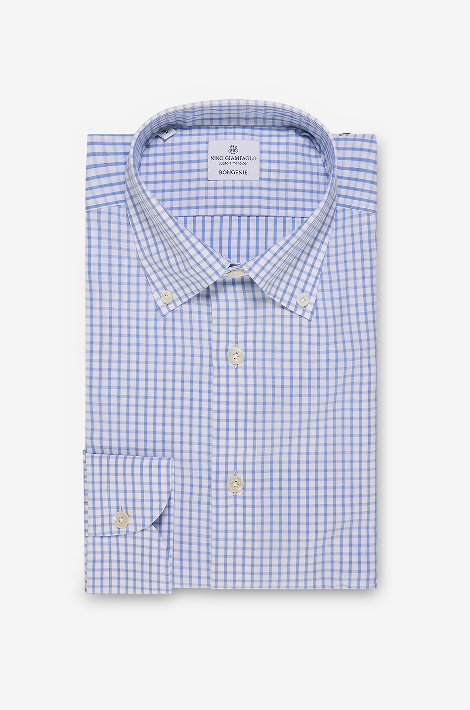 NINO GIAMPAOLO Chemise à col américain en popeline à carreaux Homme BLEU MOYEN 1