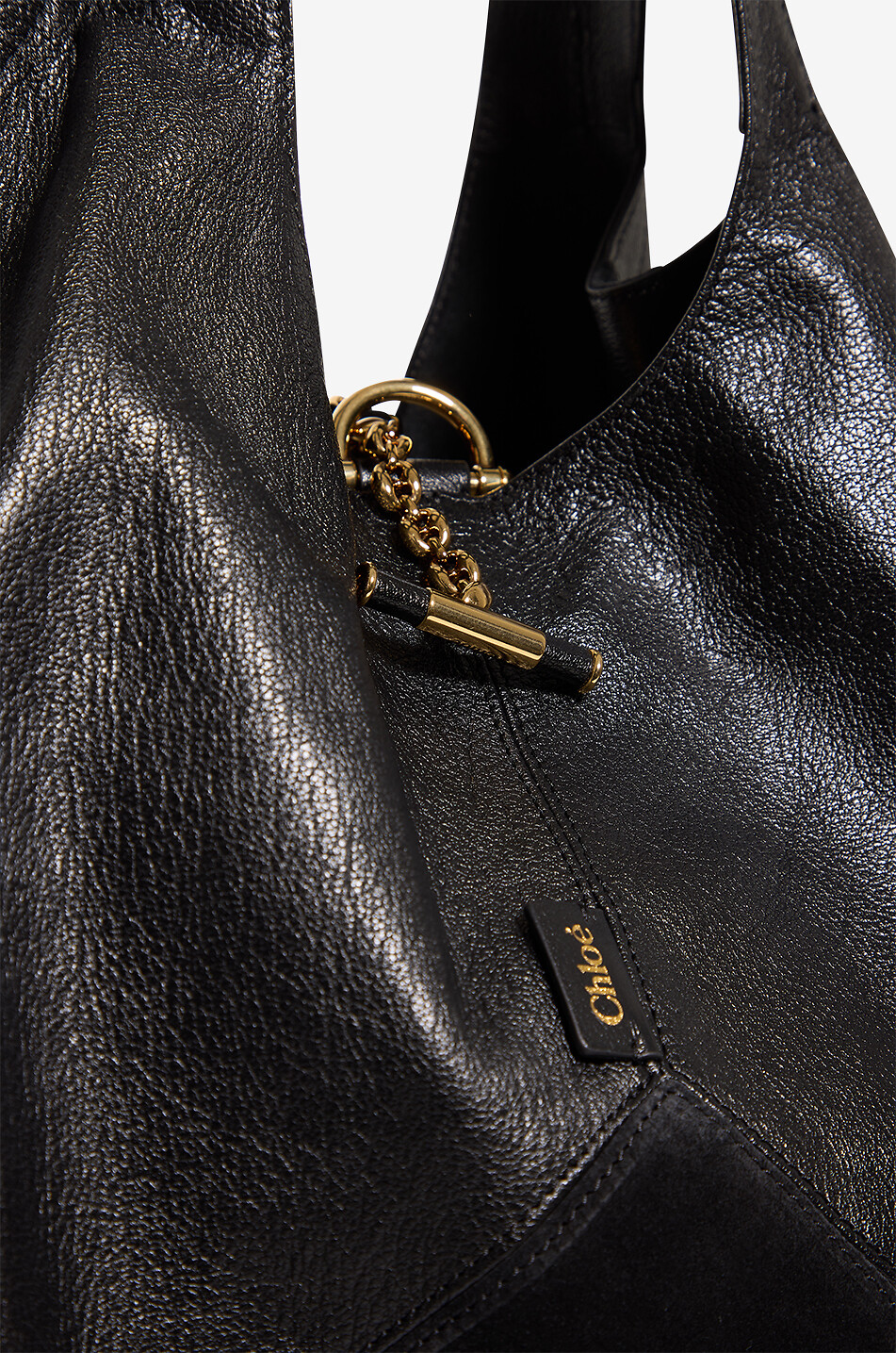 CHLOE Handtasche aus Leder und Veloursleder Balloon Damen SCHWARZ 5