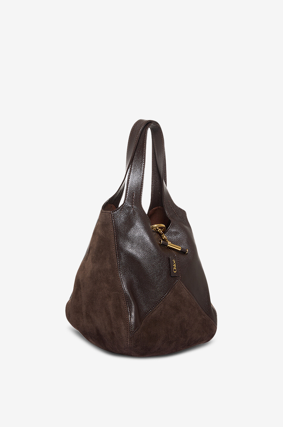 CHLOE Balloon Small leather and suede handbag Women BROWN 1