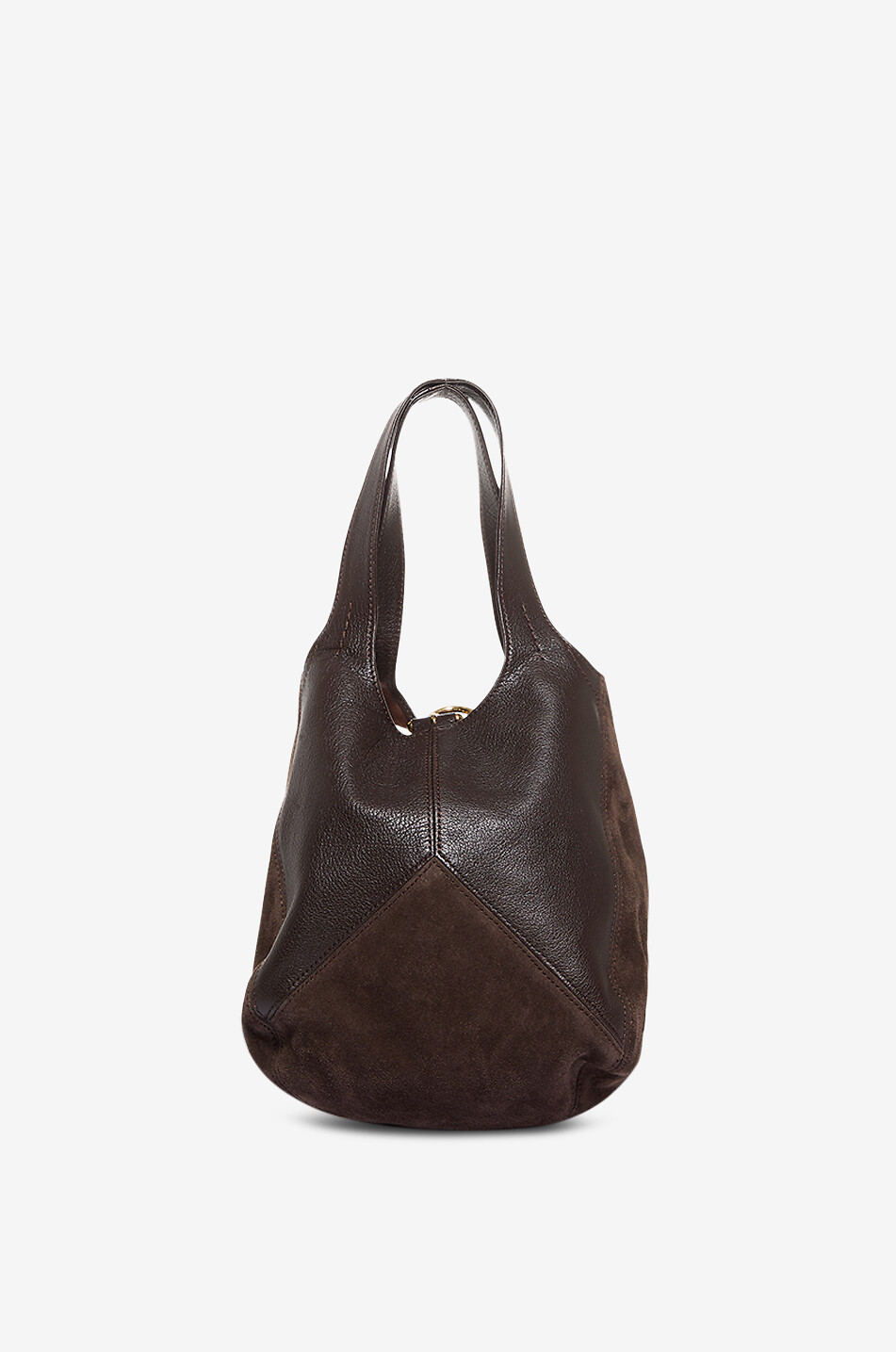 CHLOE Balloon Small leather and suede handbag Women BROWN 2