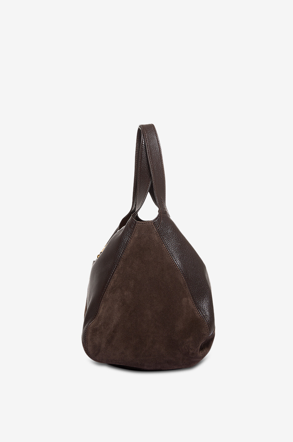 CHLOE Balloon Small leather and suede handbag Women BROWN 3
