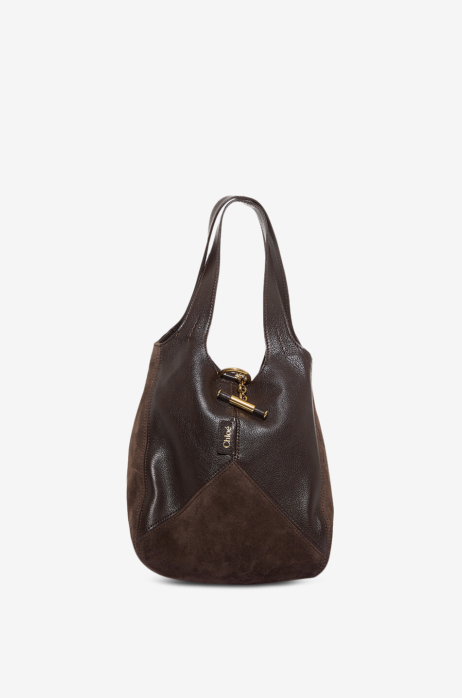 CHLOE Balloon Small leather and suede handbag Women BROWN 4