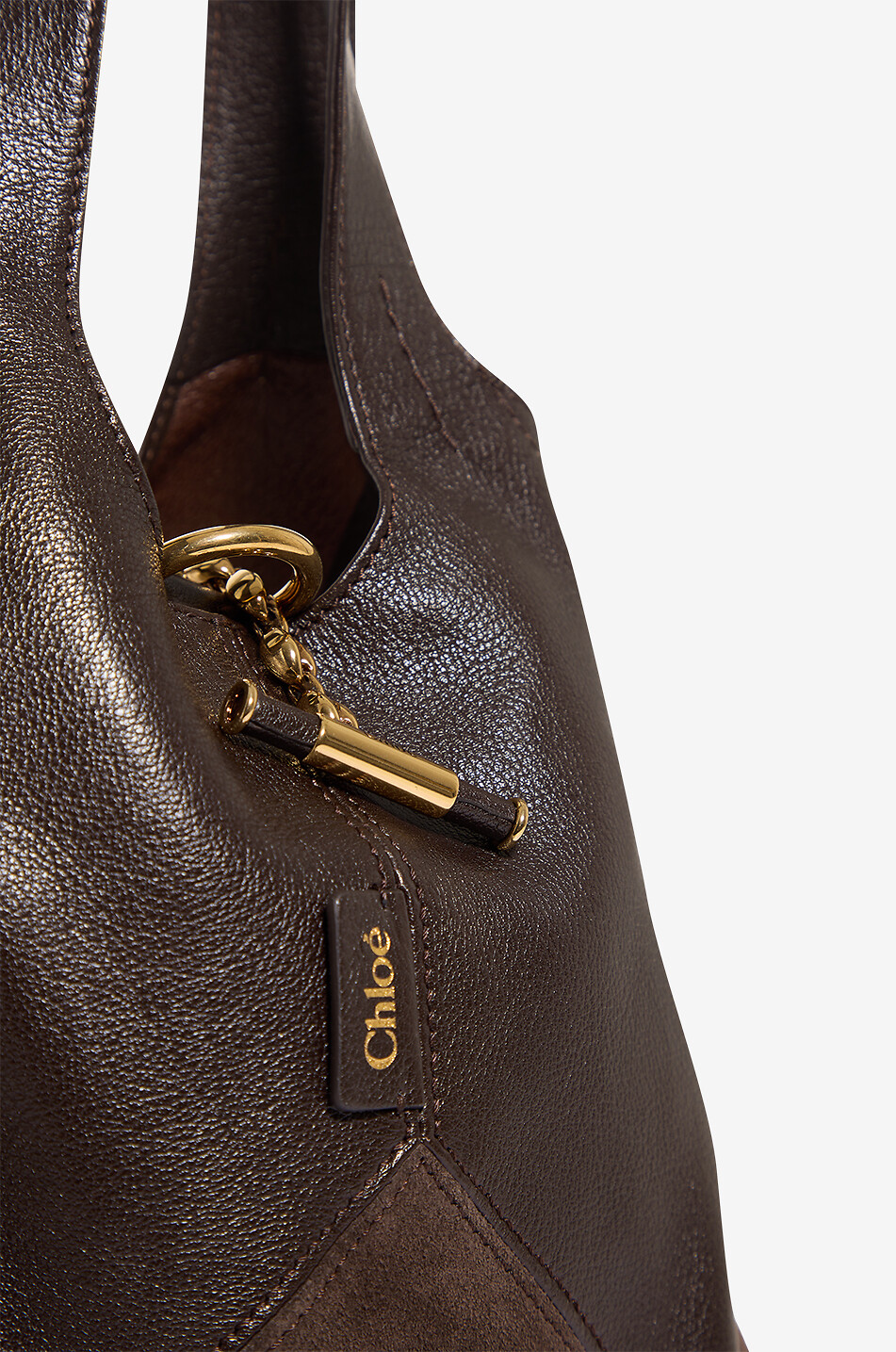 CHLOE Balloon Small leather and suede handbag Women BROWN 5