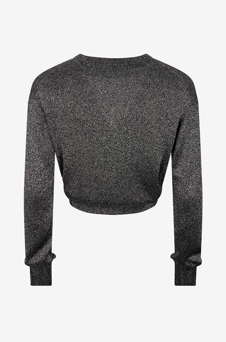 BALENCIAGA Pull fin boxy en Lurex à col V Femme GRIS 2