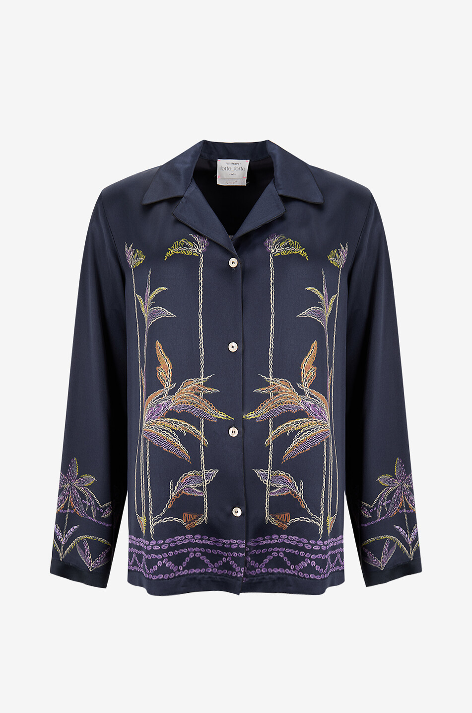 Sogni long-sleeved printed satin shirt