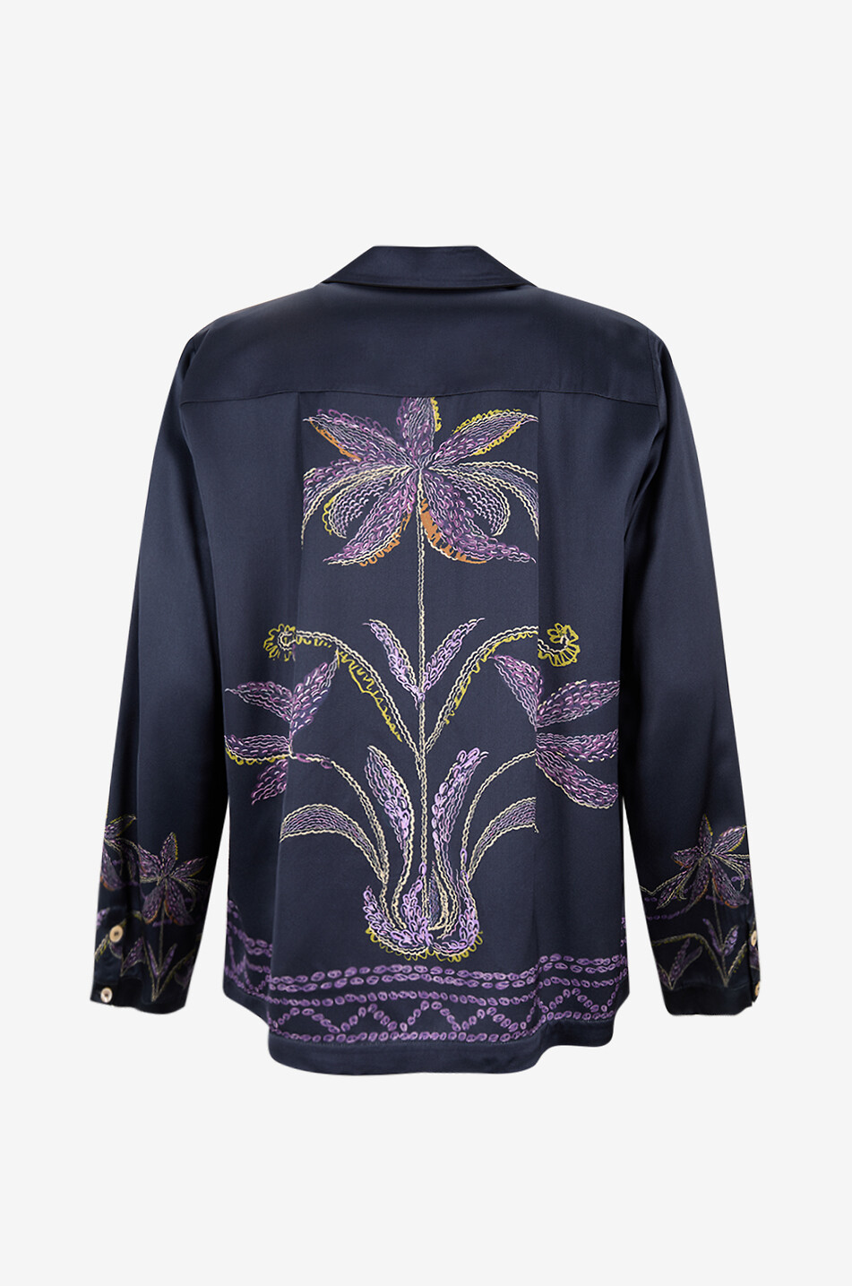 FORTE FORTE Sogni long-sleeved printed satin shirt Women DARK BLUE 2