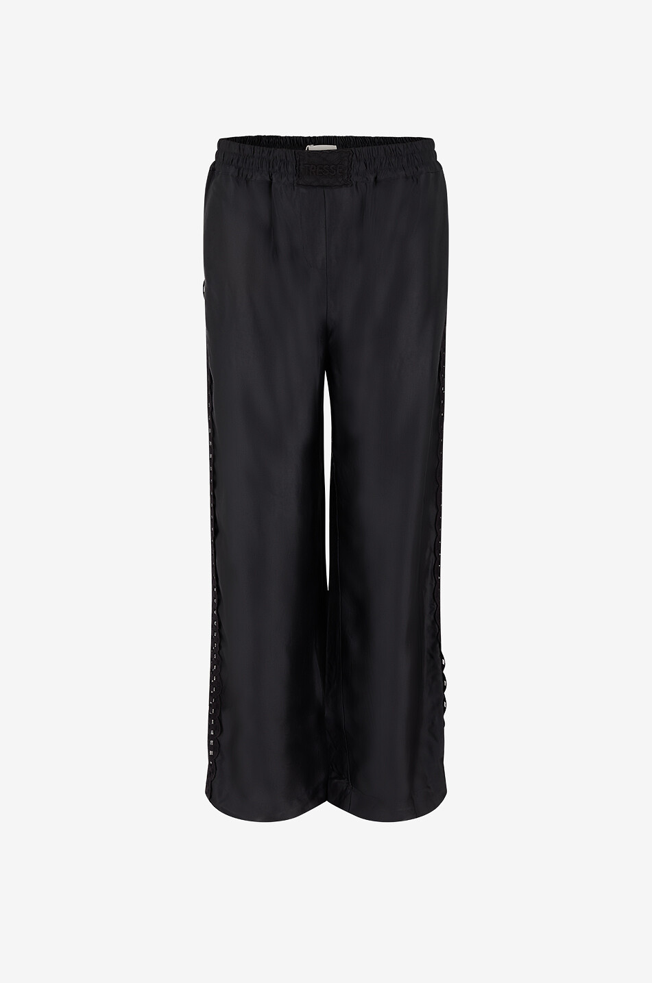 TRESSE PARIS Pacho wide-leg satin trousers with lace side-bands Women BLACK 1