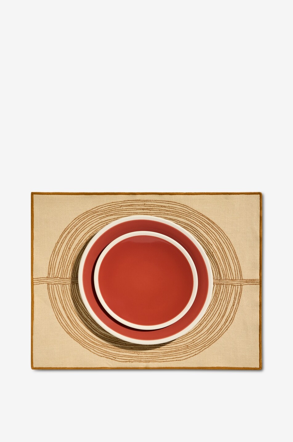 MAISON SARAH LAVOINE Set de table brodé rectangulaire en coton Mirage Maison JAUNE FONCÉ 3