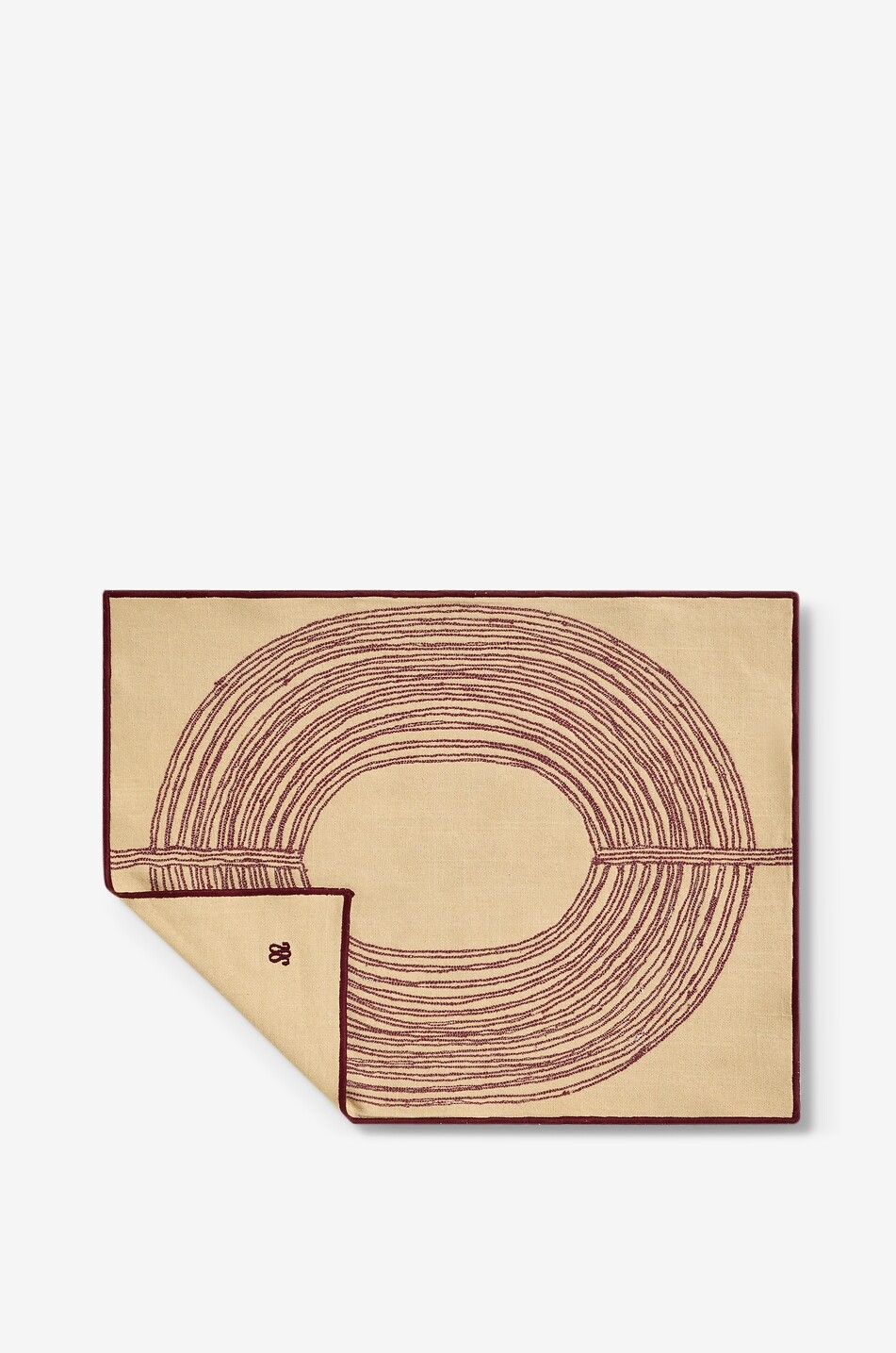 MAISON SARAH LAVOINE Set de table brodé rectangulaire en coton Mirage Maison ROUGE FONCÉ 2