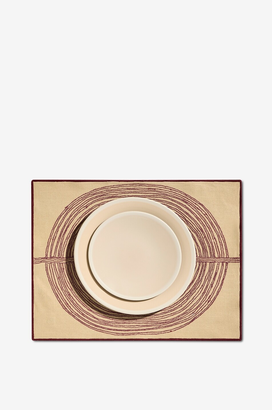 MAISON SARAH LAVOINE Set de table brodé rectangulaire en coton Mirage Maison ROUGE FONCÉ 3