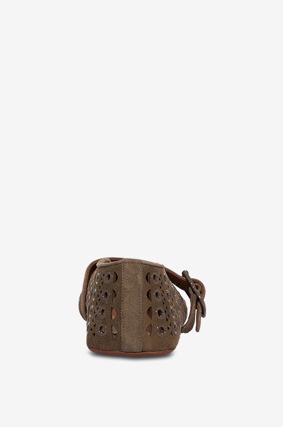 ALAÏA Vienna round-toe openwork suede ballerinas Women GREY 4