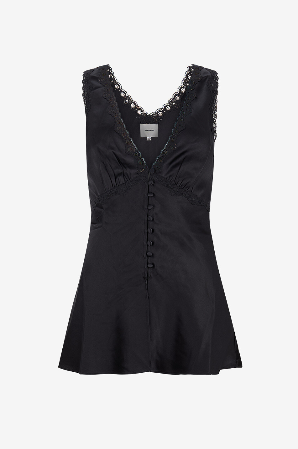 REFORMATION Top sans manches en satin à col V Addie Femme NOIR 1