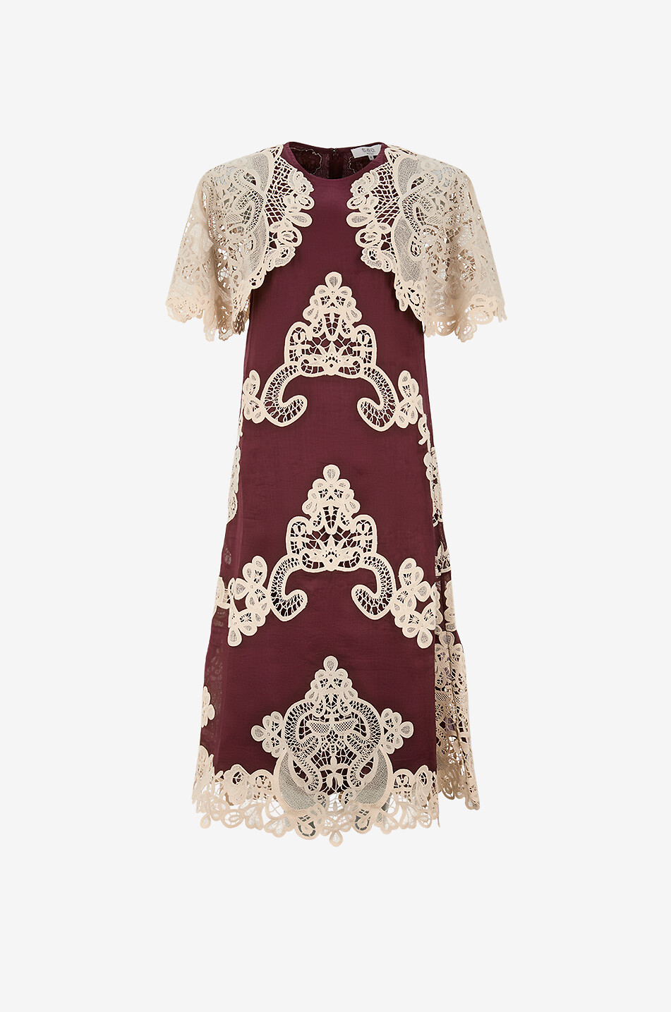Medina lace-embellished ramie midi dress - SEA - RED - Bongénie Outlet