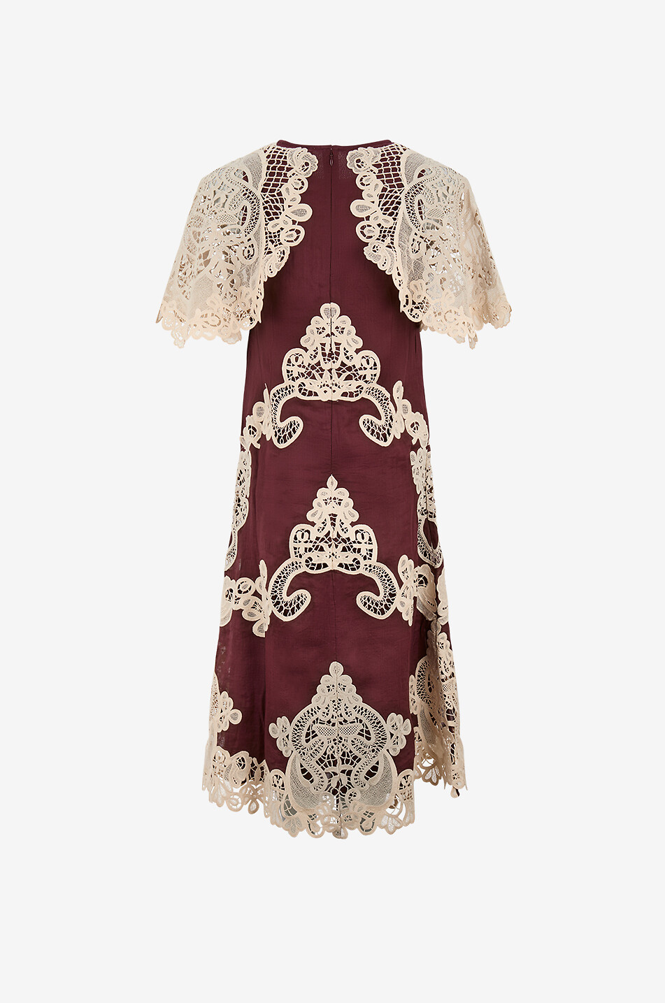 Medina lace-embellished ramie midi dress - SEA - RED - Bongénie Outlet