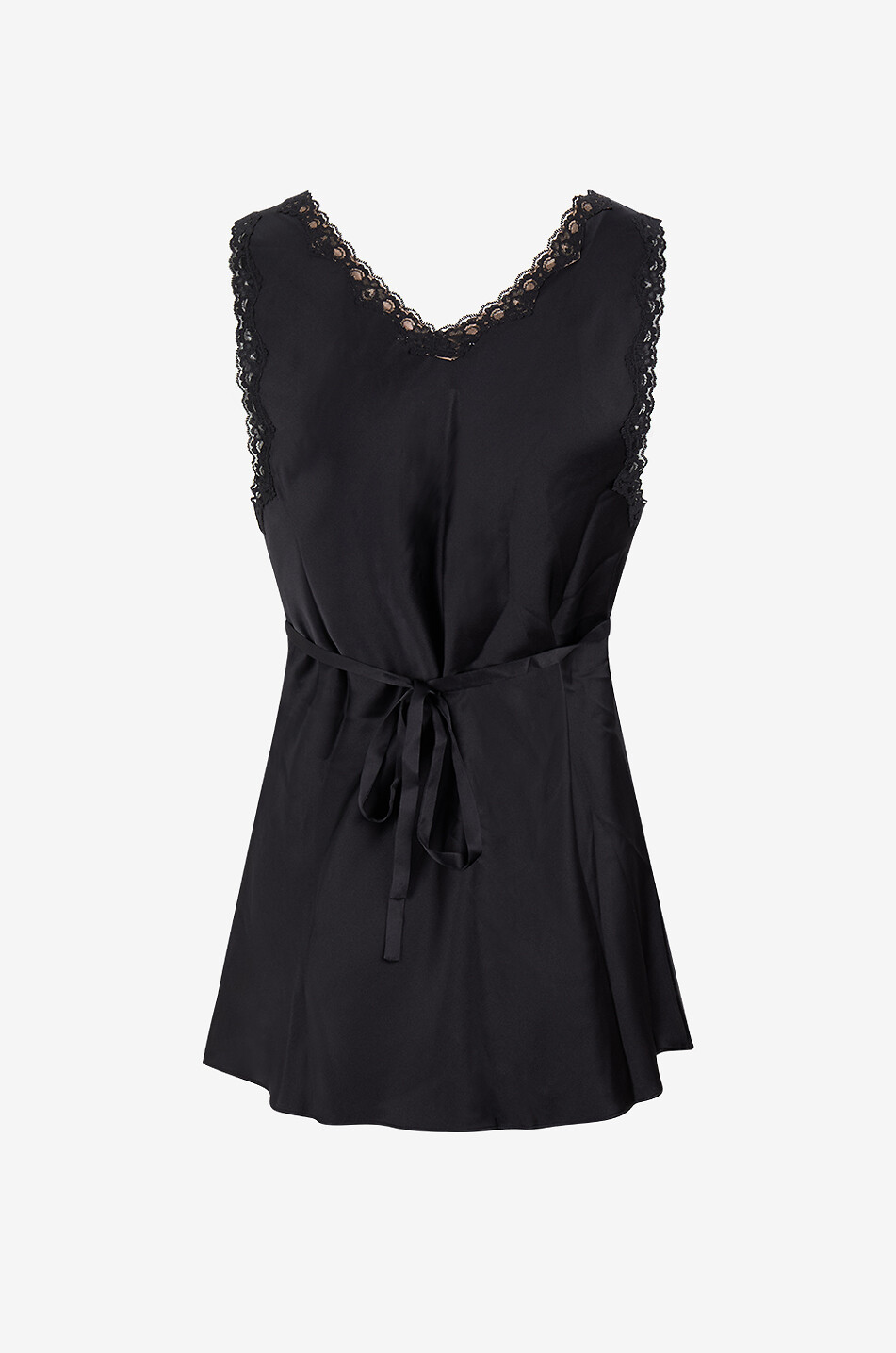 REFORMATION Top sans manches en satin à col V Addie Femme NOIR 2