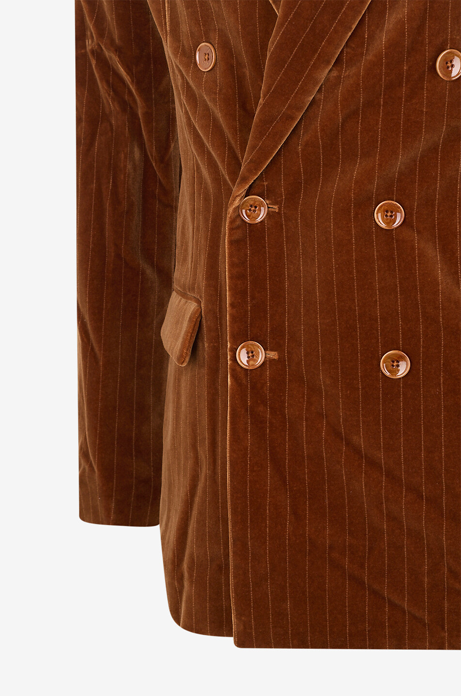 A KIND OF GUISE Peak double-breasted striped velvet blazer Men BROWN 3